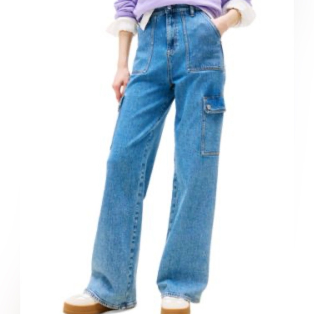 TOMMY HILFIGER HIGH WAISTED WIDE LEG CARGO PANTS NWT MISSES SIZE 14